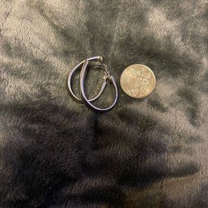 Trifari Crown Silvertone Oval Hoops